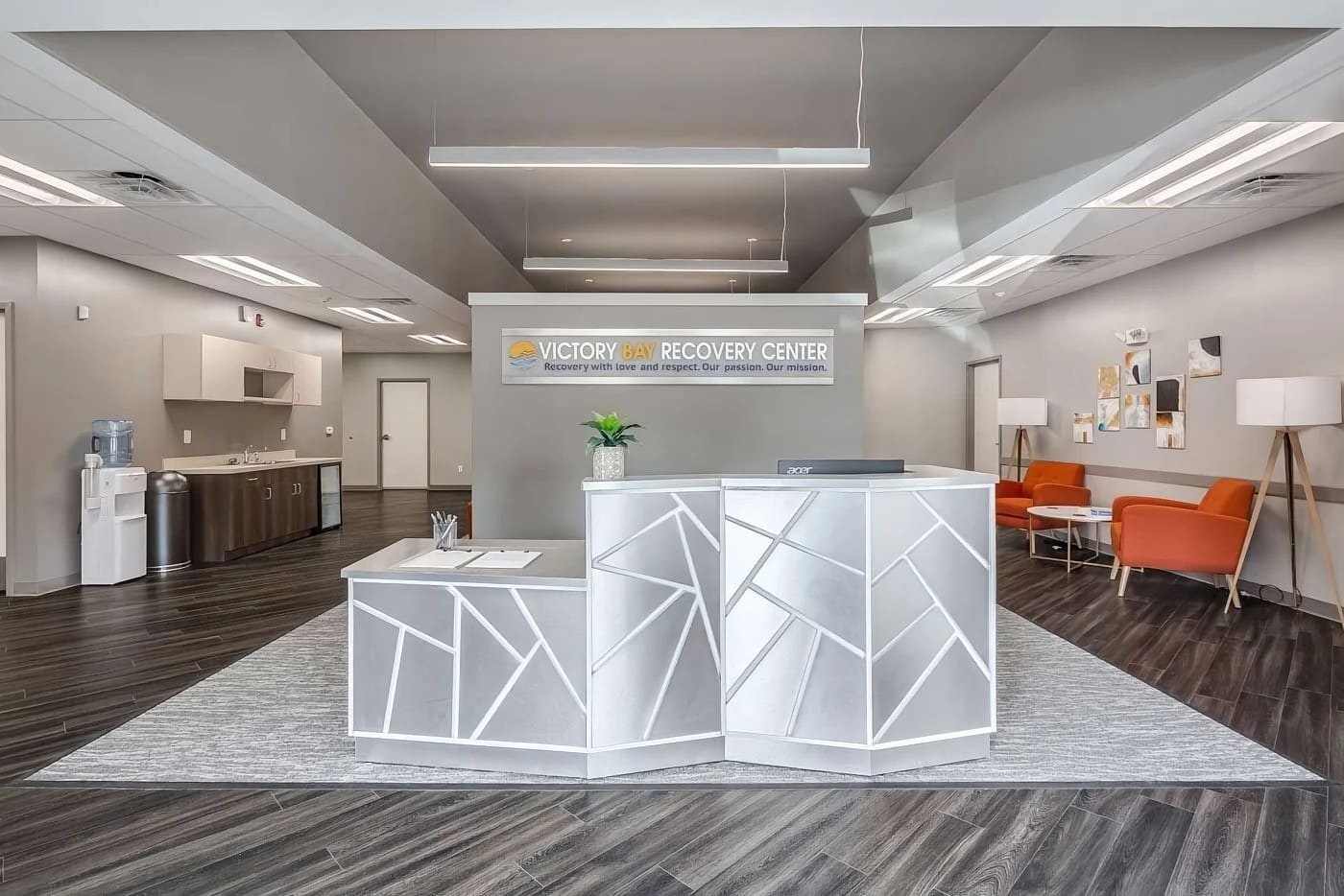 Reception and welcome area at Victory Bay Recovery Center in Laurel Springs, New Jersey